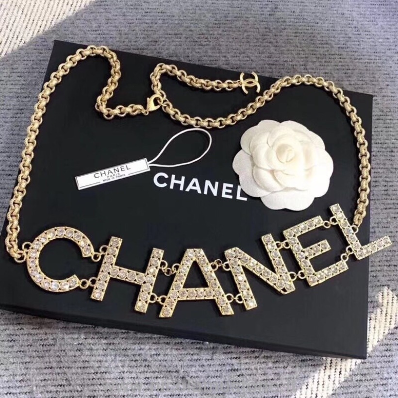 Qualità Originale Chanel Cintura Catena Metallo E Strass Ab1359 Collezione Primavera/estate 2019 Oro