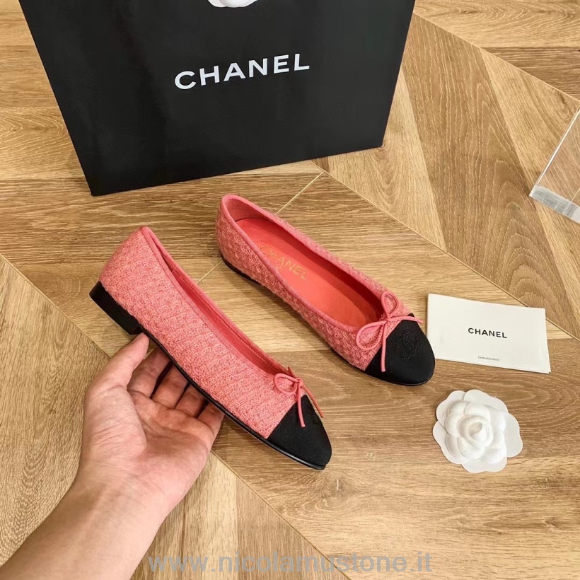Qualità Originale Ballerine Chanel Tweed/pelle Di Agnello Collezione Primavera/estate 2021 Salmone