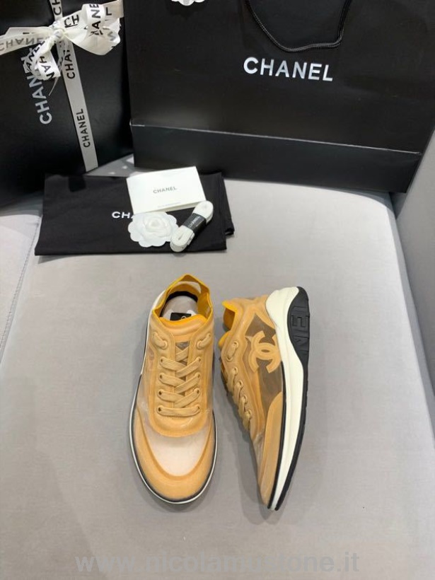 Qualità Originale Chanel Sneakers Trainer Trasparenti Pelle Vitello Collezione Primavera/estate 2020 Beige