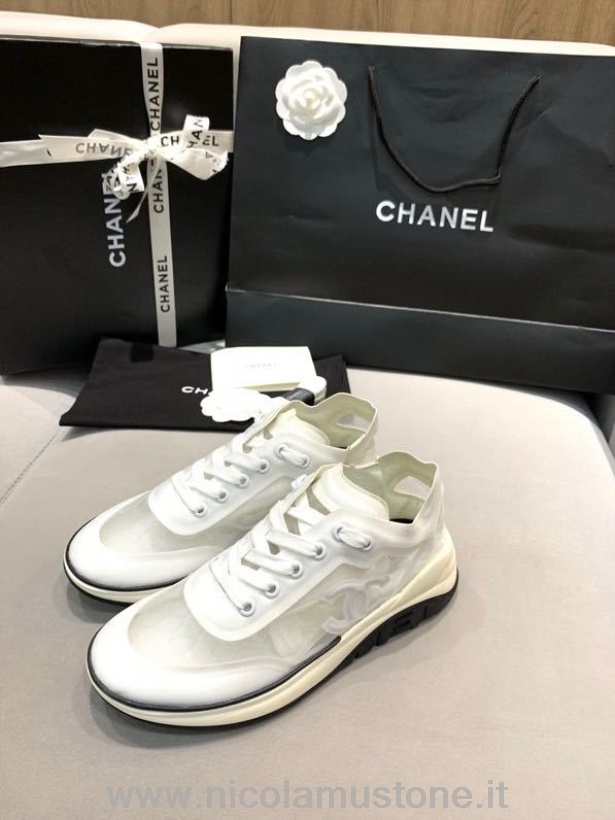 Qualità Originale Chanel Sneakers Trainer Trasparenti Pelle Vitello Collezione Primavera/estate 2020 Bianco