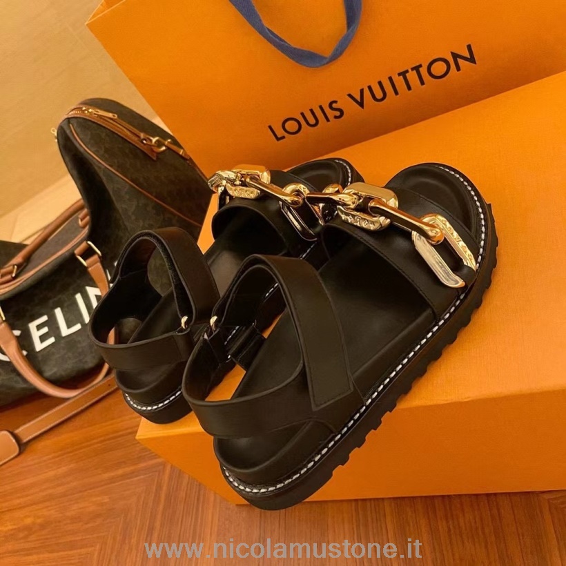 Qualità Originale Louis Vuitton Paseo Sandali Flat Comfort Collezione Autunno/inverno 2021 1a90qe Nero
