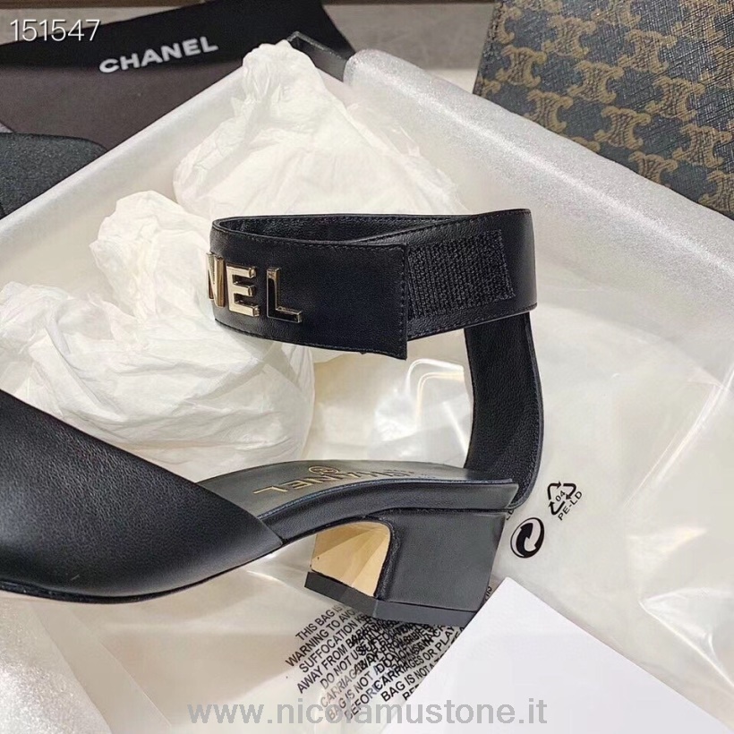 คุณภาพดั้งเดิม Chanel Mary Jane Flats Lambskin Leather คอลเลกชั่นฤดูใบไม้ร่วง/ฤดูหนาว 2020 สีดำ