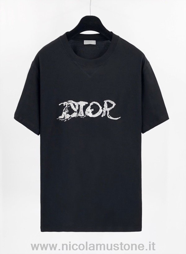 Original Quality Christian Dior โลโก้เสื้อยืดแจ็คเก็ตฤดูใบไม้ผลิ/ฤดูร้อน 2022 คอลเลกชันสีดำ