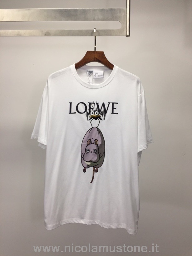 Original Quality Loewe Yu Bird T เสื้อยืดแขนสั้นฤดูใบไม้ผลิ/ฤดูร้อน 2022 Collection สีขาว