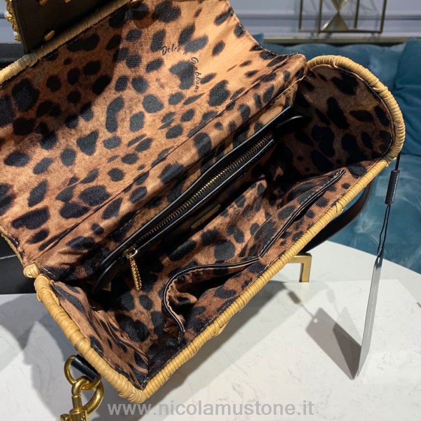 คุณภาพเดิม Dolce Gabbana Dg สาวหวายฟางกระเป๋า 24 ซม ฤดูใบไม้ผลิ/ฤดูร้อน 2020 คอลเลกชันสีดำ