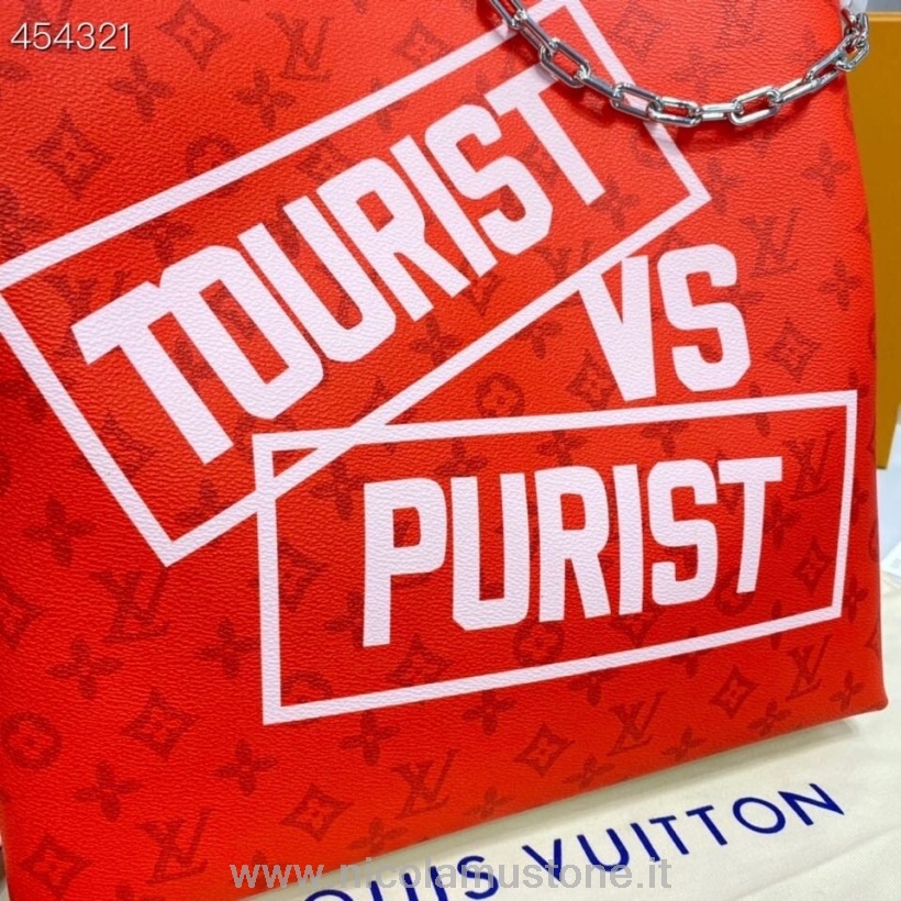 Louis Vuitton คุณภาพเดิม กระเป๋าถือ 32 ซม โมโนแกรม แคนวาส ฤดูใบไม้ผลิ/ฤดูร้อน 2021 คอลเลกชัน M46112 สีแดง