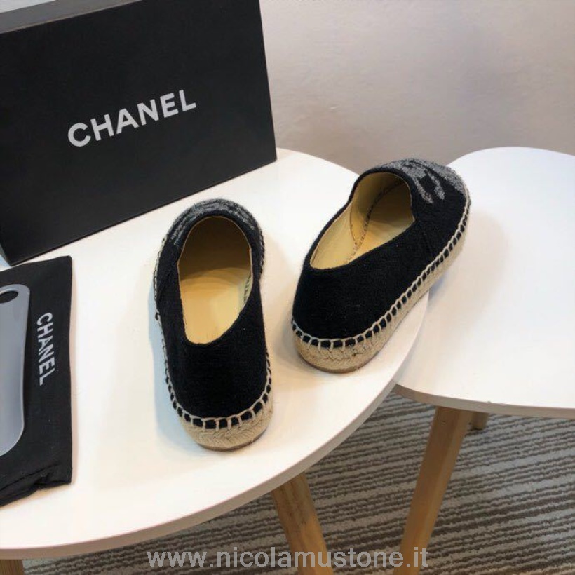 Chanel Tweed And Fabric Espadrilles คอลเลกชั่นฤดูใบไม้ผลิ/ฤดูร้อน 2017 แอคที่ 2 สีดำ/สีเทา