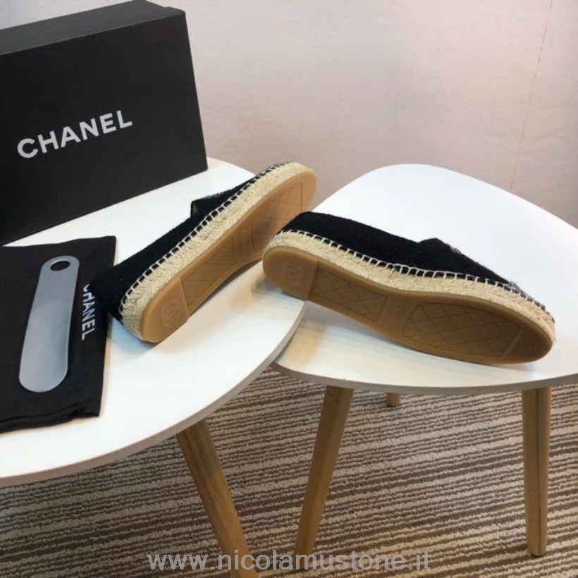 Chanel Tweed And Fabric Espadrilles คอลเลกชั่นฤดูใบไม้ผลิ/ฤดูร้อน 2017 แอคที่ 2 สีดำ/สีเทา