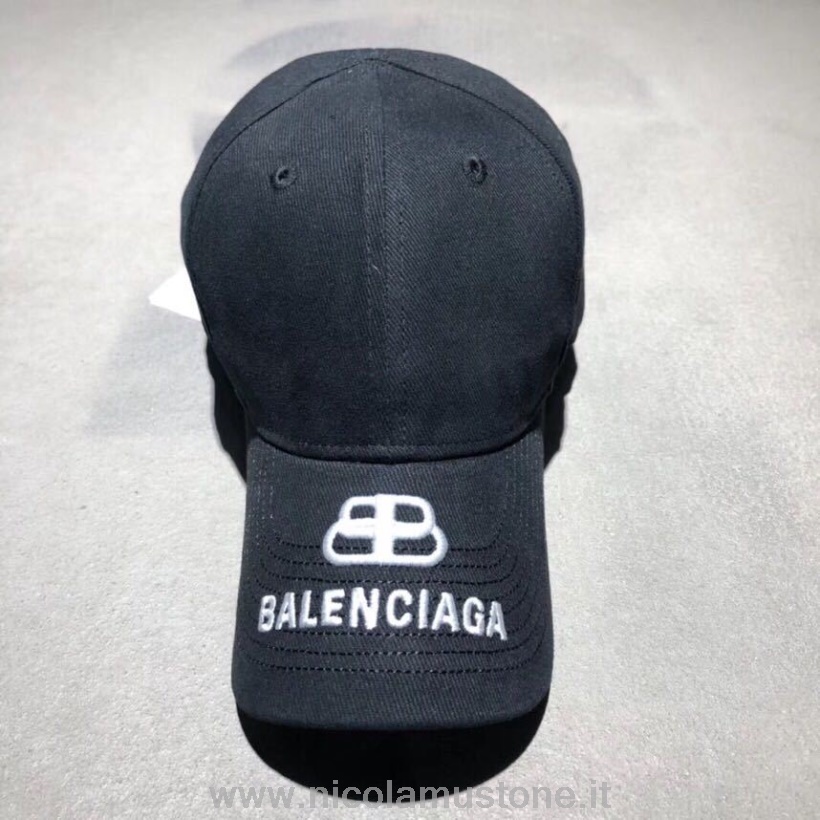 คุณภาพเดิม Balenciaga Bb โลโก้ Brim หมวกฤดูใบไม้ผลิ/ฤดูร้อน 2019 คอลเลกชันสีดำ/สีขาว