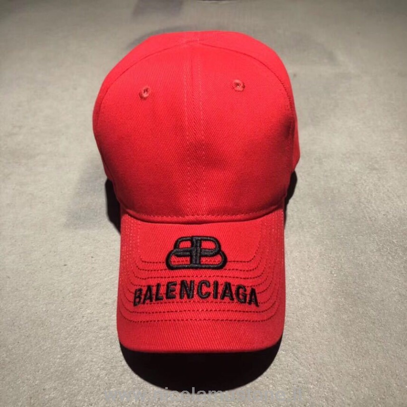 คุณภาพเดิม Balenciaga Bb โลโก้ Brim หมวกฤดูใบไม้ผลิ/ฤดูร้อน 2019 คอลเลกชันสีแดง/สีดำ