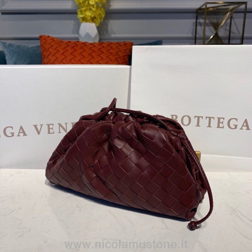 คุณภาพเดิม Bottega Veneta กระเป๋ากระเป๋า 28 ซม Intrecciato Nappa หนังฤดูใบไม้ร่วง/ฤดูหนาว 2019 คอลเลกชัน Burgundy
