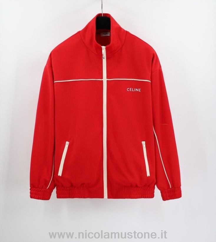 เสื้อแจ็คเก็ต Celine โลโก้คุณภาพดั้งเดิม คอลเลกชั่นสปริง/ซัมเมอร์ 2022 สีแดง