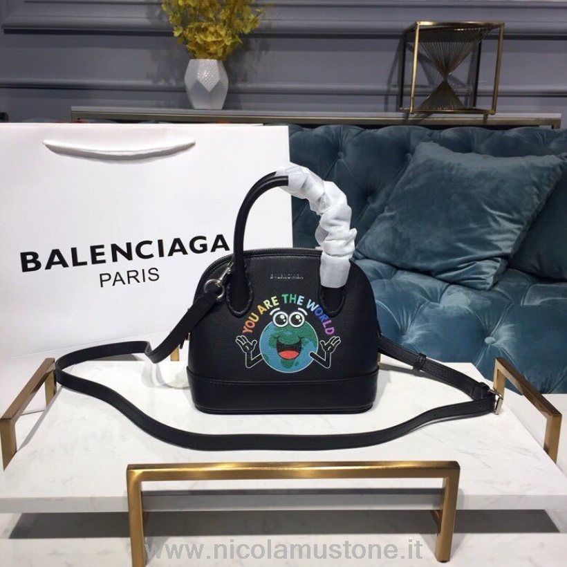 คุณภาพเดิม Balenciaga Ville Xxs You Are The World กระเป๋า 18 ซม ฤดูใบไม้ผลิ/ฤดูร้อน 2019 คอลเลกชันสีดำ
