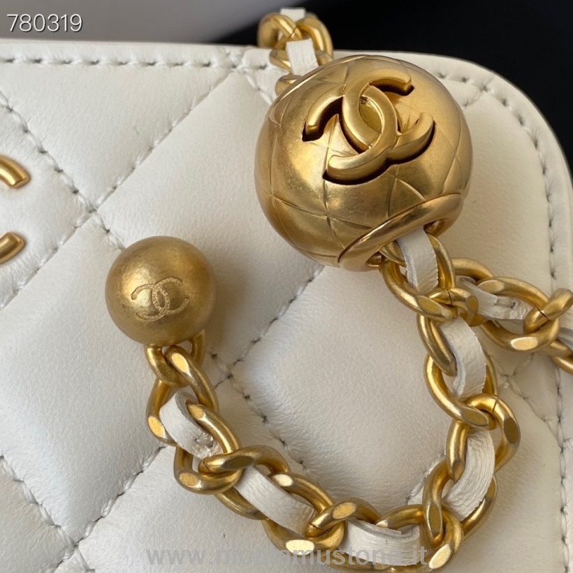 คุณภาพเดิม Chanel Box Bag 14cm As2463 Gold Hardware Lambskin Leather Fall/winter 2021 Collection White