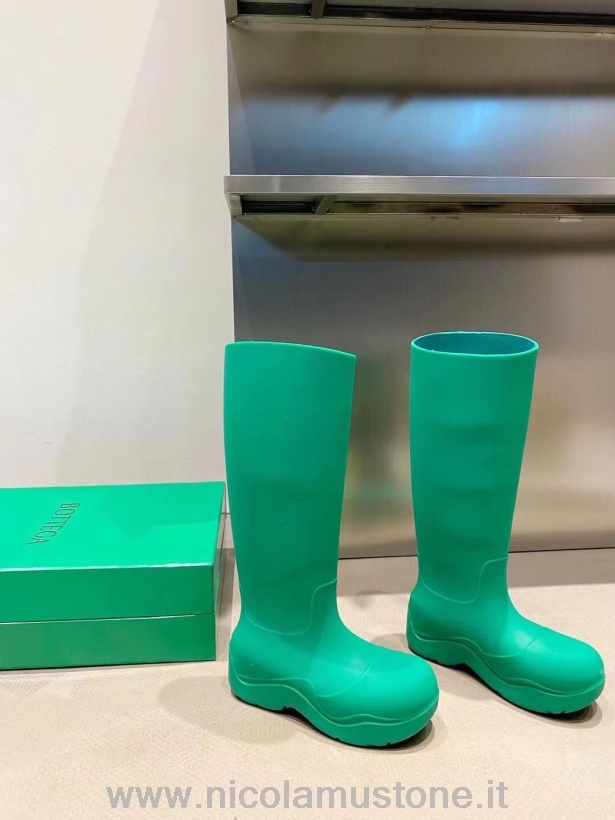 Bottega Veneta Puddles คุณภาพดั้งเดิมรองเท้าบูทหุ้มข้อเข่าฤดูใบไม้ร่วง/ฤดูหนาว 2021 สีเขียว