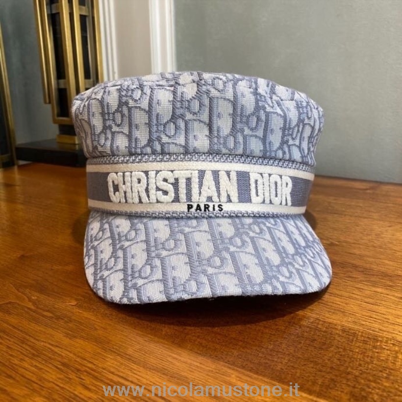 คุณภาพเดิม Christian Dior ผ้าใบเฉียงหมวก Newsboy ฤดูใบไม้ผลิ/ฤดูร้อน 2020 คอลเลกชัน Light Blue