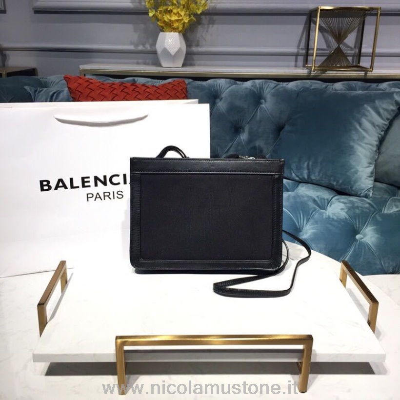 Qualità Originale Balenciaga Cabas Pochette In Tela Con Finiture In Pelle 26 Cm Collezione Primavera/estate 2019 Nero