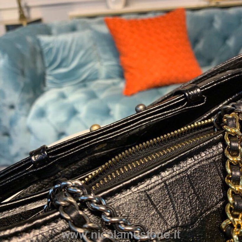 Qualità Originale Chanel Gabrielle Borsa Hobo 20cm Pelle Di Vitello Coccodrillo Primavera/estate Act 1 2019 Collezione Nero