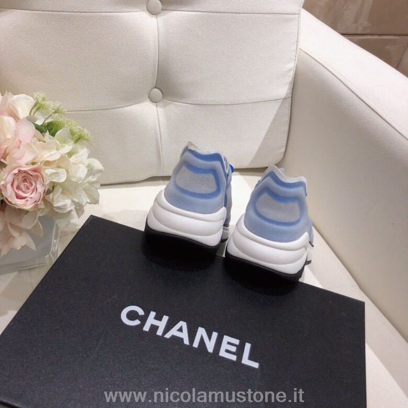 Sneakers Casual Chanel In Tessuto E Rete Di Qualità Originale G34763 Collezione Primavera/estate 2019 Blu