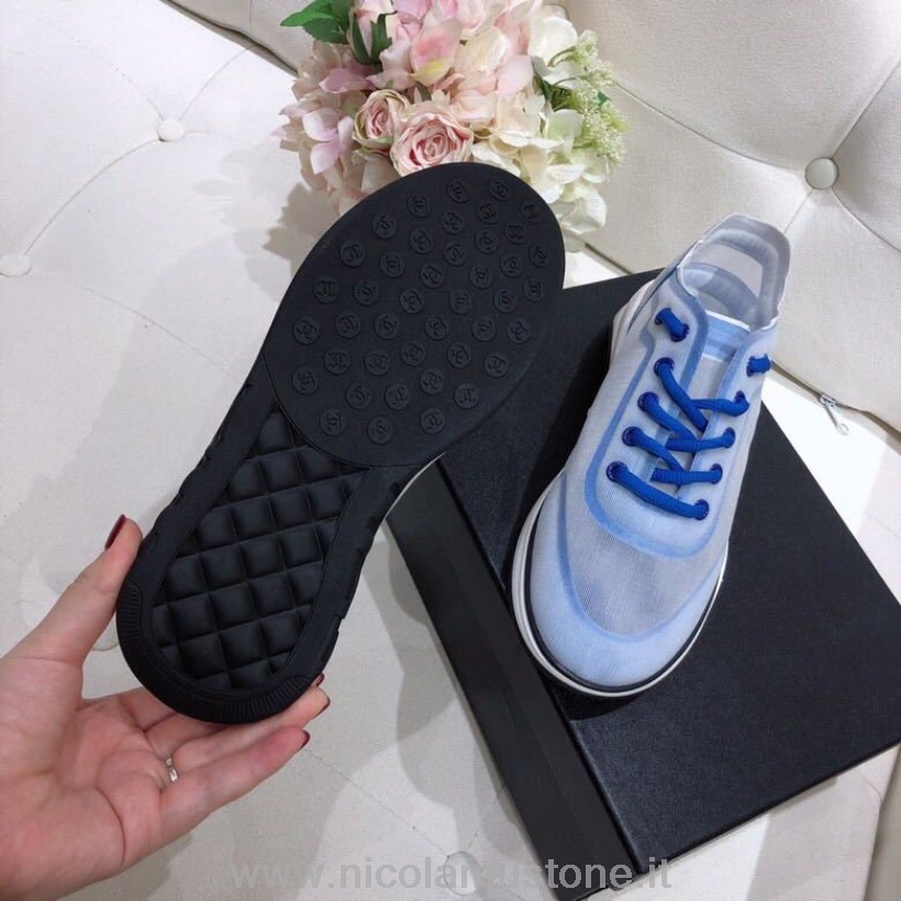 Sneakers Casual Chanel In Tessuto E Rete Di Qualità Originale G34763 Collezione Primavera/estate 2019 Blu