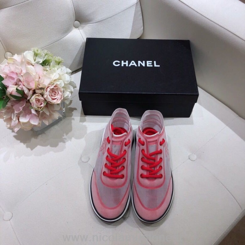 Sneakers Casual Chanel In Tessuto E Rete Di Qualità Originale G34763 Collezione Primavera/estate 2019 Rosse
