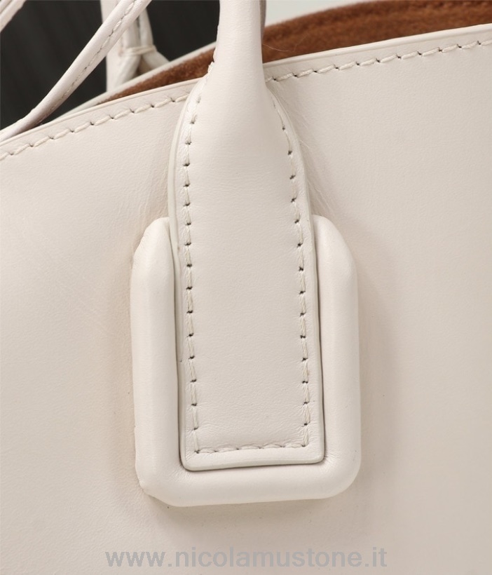 Qualità Originale Bottega Veneta Mini Basket Tote Bag 28cm Pelle Di Vitello Pelle Collezione Primavera/estate 2020 Bianco