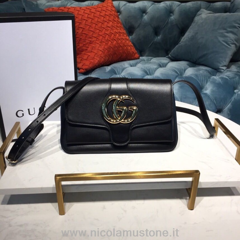 Orijinal Kalite Gucci Arli Omuz çantası 26cm 550129 Dana Derisi Deri Cruise 2019 Koleksiyonu Siyah
