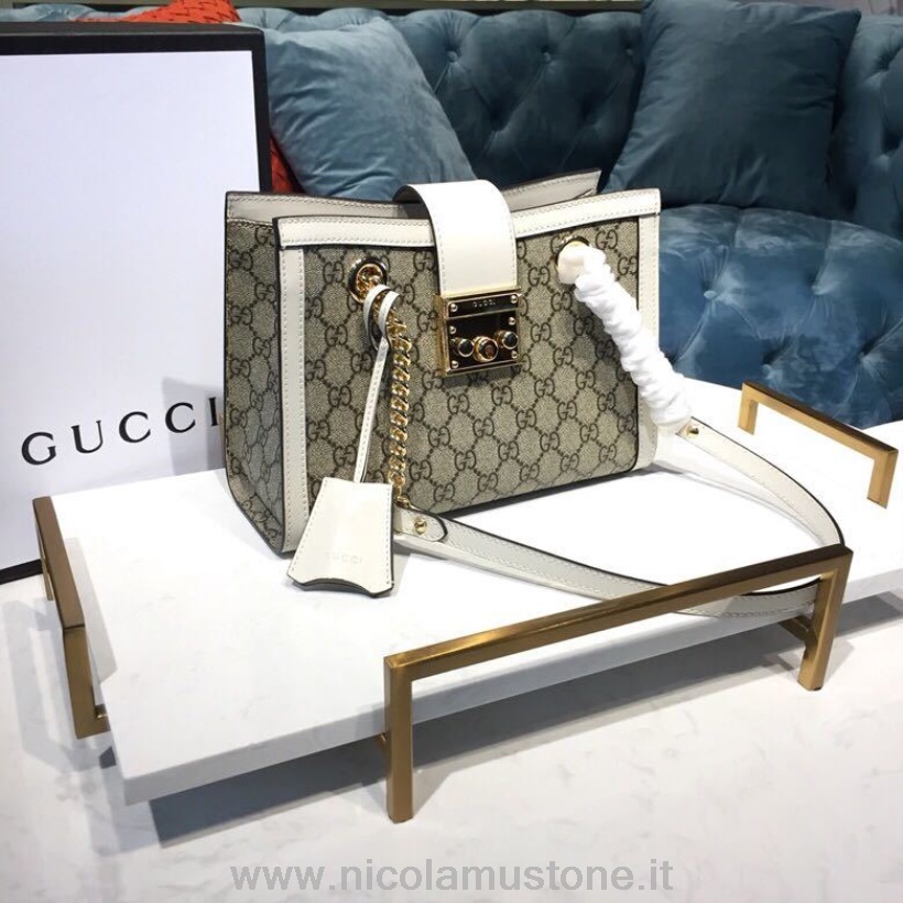 Orijinal Kalite Gucci Asma Kilit Gg Omuz çantası 25cm 550129 Dana Derisi Deri Seyir 2019 Koleksiyonu Beyaz