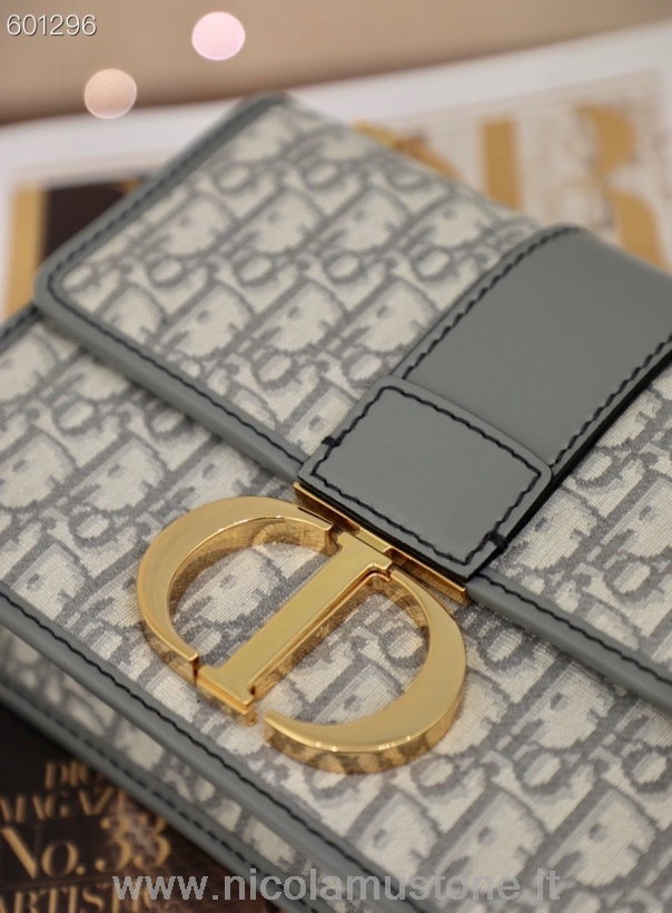 Orijinal Kalite Christian Dior 30 Montaigne çanta 24cm Altın Donanım Rugan Ilkbahar/yaz 2021 Koleksiyonu Gri