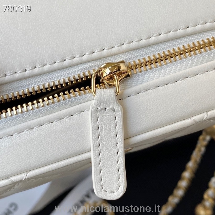 Orijinal Kalite Chanel Box Bag 14cm As2463 Gold Donanım Kuzu Derisi Deri Sonbahar/kış 2021 Koleksiyonu Beyaz
