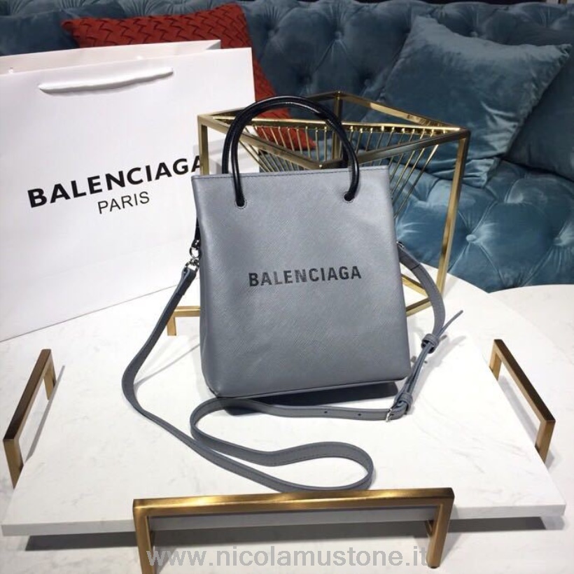 Orijinal Kalite Balenciaga Alışveriş çantası Xxs çanta 20cm Doğal Tahıl Dana Derisi Deri Ilkbahar/yaz 2019 Koleksiyonu Gri
