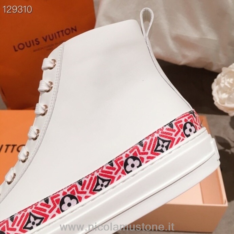 Orijinal Kalite Louis Vuitton Kurnaz Yıldız Yüksek Top Spor Ayakkabı Dana Derisi Deri Ilkbahar/yaz 2020 Koleksiyonu 1a85em Beyaz/kırmızı
