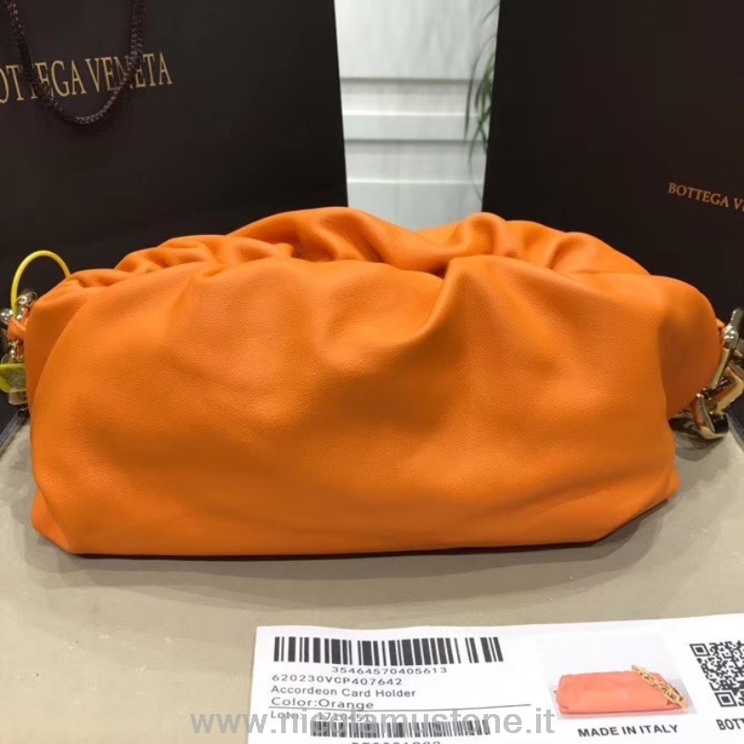 Orijinal Kalite Bottega Veneta Zincir çanta Omuz çantası 32cm Dana Derisi Deri 2020 Ilkbahar/yaz Koleksiyonu Turuncu