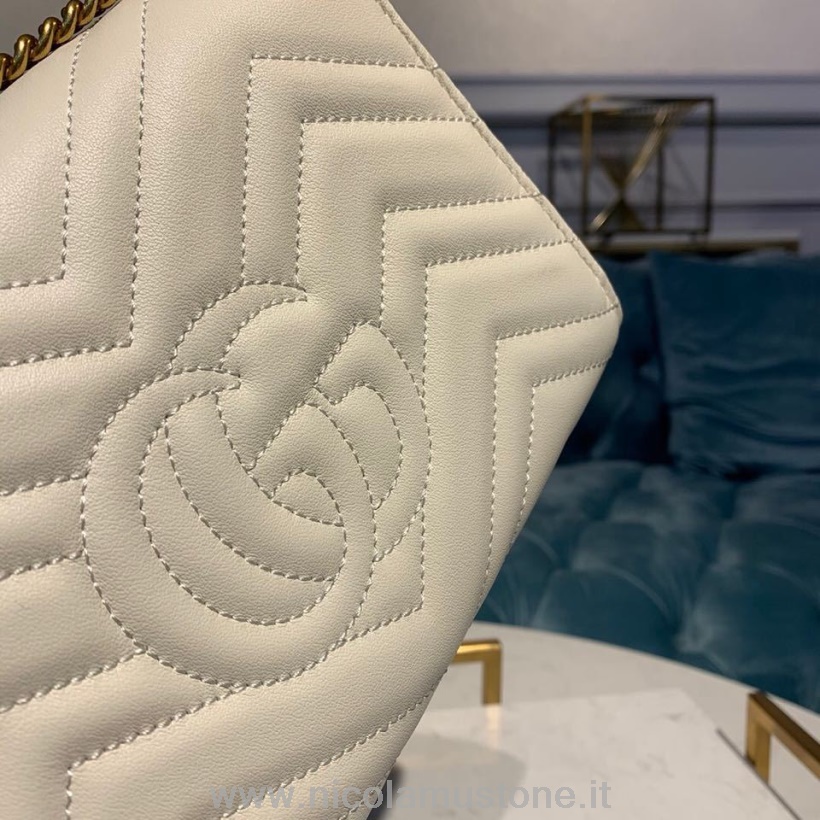 Orijinal Kalite Gucci Gg Marmont Woc Omuz çantası 20cm Dana Derisi Deri Sonbahar/kış 2019 Koleksiyonu Beyaz
