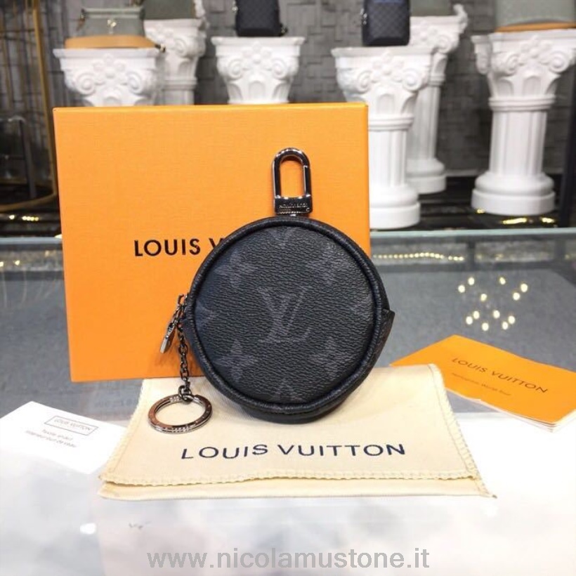 Orijinal Kalite Louis Vuitton Monogram Kese çanta çekicilik Ve Anahtarlık Monogram Tutulma Tuval Sonbahar/kış 2018 Koleksiyonu M62796 Gri