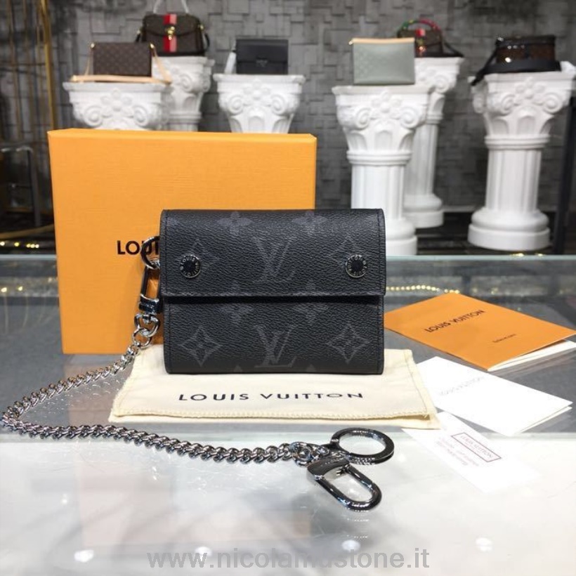 Orijinal Kalite Louis Vuitton Perçin Zincir Cüzdan Monogram Tutulma Tuval Sonbahar/kış 2018 Koleksiyonu M63510 Siyah