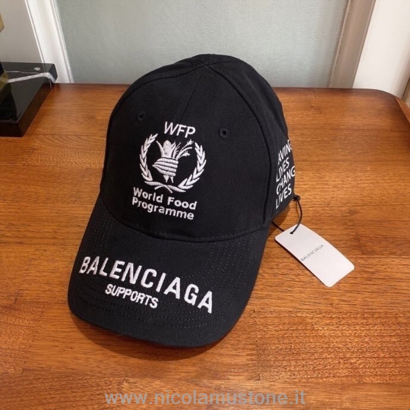 Orijinal Kalite Balenciaga Dünya Gıda Programı Logo Ağzına Kadar şapka Ilkbahar/yaz 2020 Koleksiyonu Siyah/beyaz