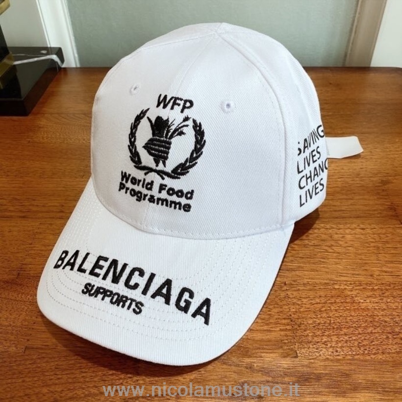 Orijinal Kalite Balenciaga Dünya Gıda Programı Logosu Ağzına Kadar şapka Ilkbahar/yaz 2020 Koleksiyonu Beyaz/siyah