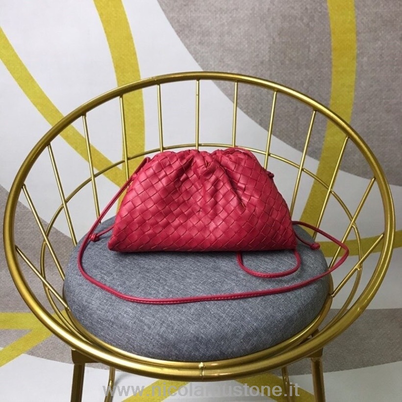 Orijinal Kalite Bottega Veneta Dokuma Mini Kese Omuz çantası 23cm Dana Derisi Deri 2020 Ilkbahar/yaz Koleksiyonu Kırmızı