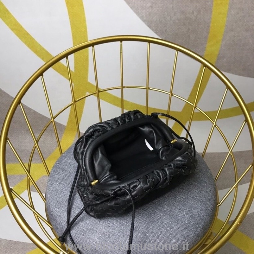 Orijinal Kalite Bottega Veneta Dokuma Mini Kese Omuz çantası 23cm Dana Derisi Deri 2020 Ilkbahar/yaz Koleksiyonu Siyah