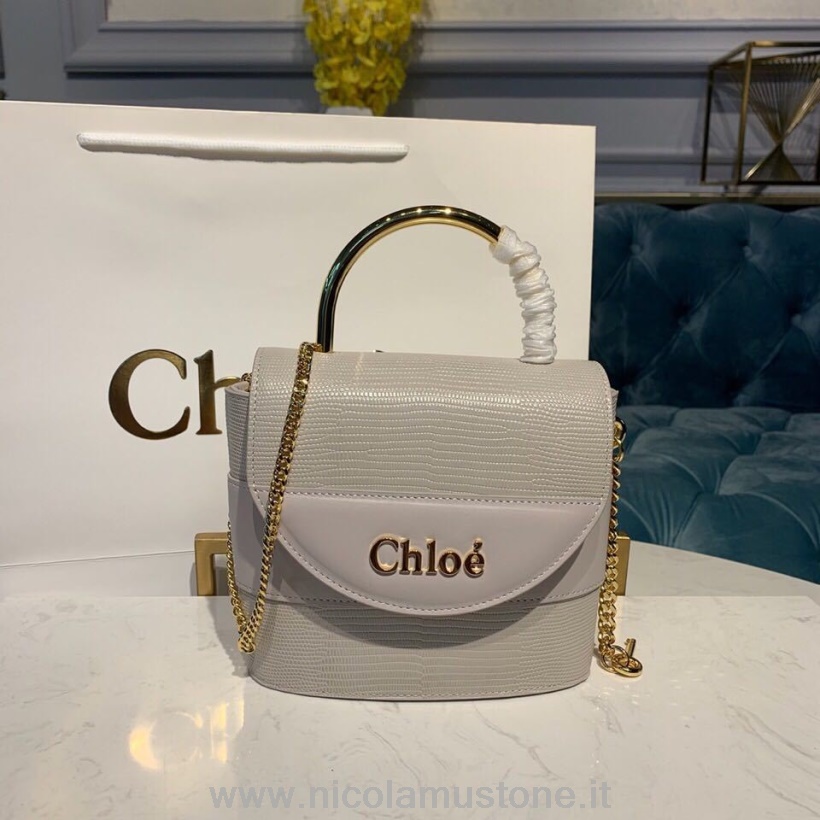 Orijinal Kalite Chloe Aby Lock Omuz çantası 18cm Altın Donanım Kertenkele Efektli Pürüzsüz Dana Derisi Deri Sonbahar/kış 2019 Koleksiyonu Gri
