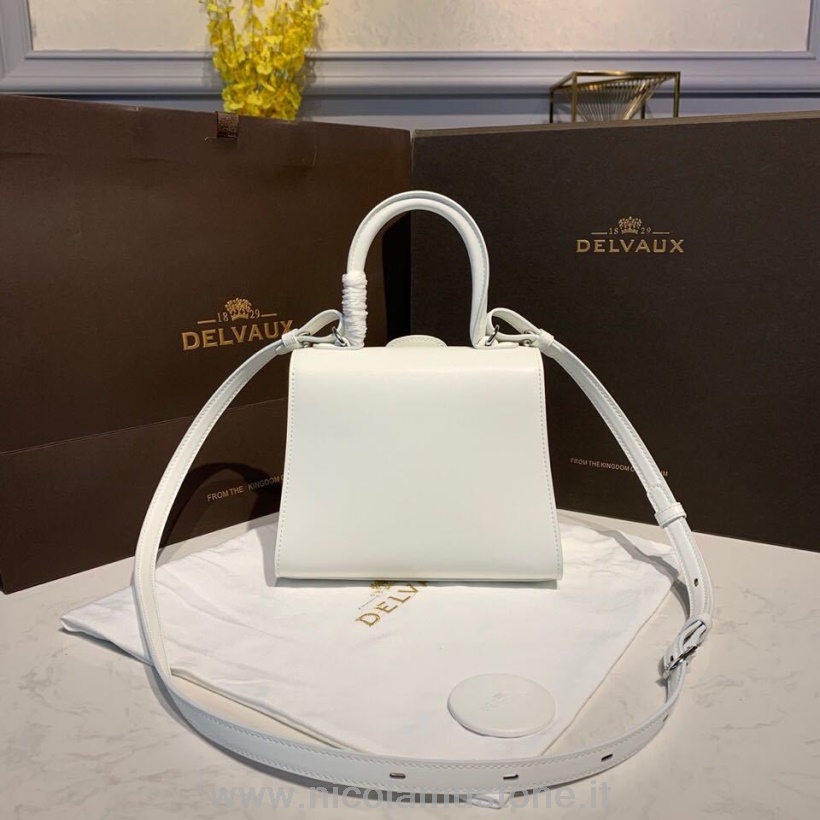 Orijinal Kalite Delvaux Brillant Bb Satchel Flap 20cm çanta Dana Derisi Deri Beyaz Donanım Sonbahar/kış 2019 Koleksiyonu Beyaz/beyaz