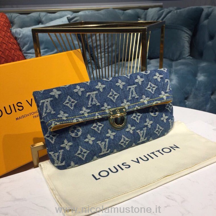 Orijinal Kalite Louis Vuitton Cüzdan çanta Omuz çantası 18cm Monogram Denim Kanvas Ilkbahar/yaz 2019 Koleksiyonu M44472 Mavi