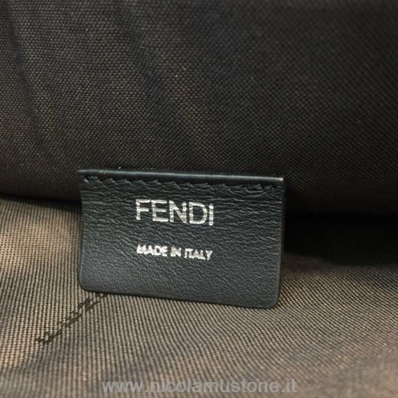 Orijinal Kaliteli Fendi Ff Logo El çantası 30cm Dana Derisi Deri Ilkbahar/yaz 2019 Koleksiyonu Koyu Kahverengi
