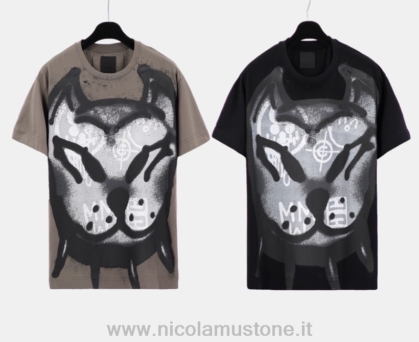 Orijinal Kalite Givenchy Büyük Boy Bulldog T-shirt Ilkbahar/yaz 2022 Koleksiyonu Siyah