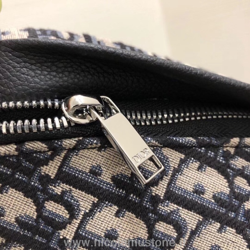 Orijinal Kalite Christian Dior Sırt çantası 32cm Eğik Işlemeli Tuval Sonbahar/kış 2020 Koleksiyonu Mavi/beyaz
