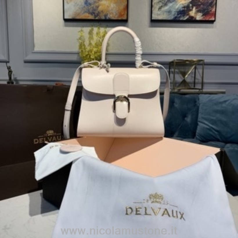Orijinal Kalite Delvaux Brillant Mm El çantası Flep 28cm çanta Dana Derisi Deri Altın Donanım Sonbahar/kış 2019 Koleksiyonu Soluk Pembe