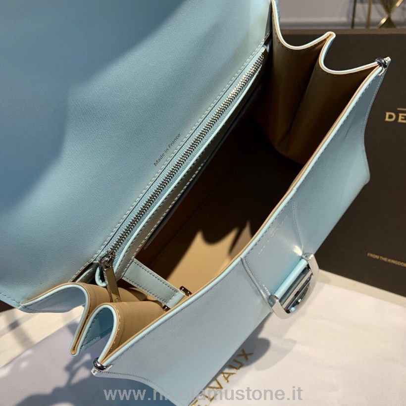 Orijinal Kalite Delvaux Brillant Mm El çantası Kapağı 28cm çanta Dana Derisi Deri Gümüş Donanım Sonbahar/kış 2019 Koleksiyonu Açık Mavi