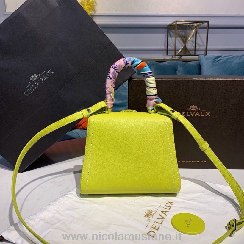 Orijinal Kalite Delvaux Sellier Brillant Bb Satchel Flap 20cm çanta Taneli Dana Derisi Deri Altın Donanım Sonbahar/kış 2019 Koleksiyonu Limon