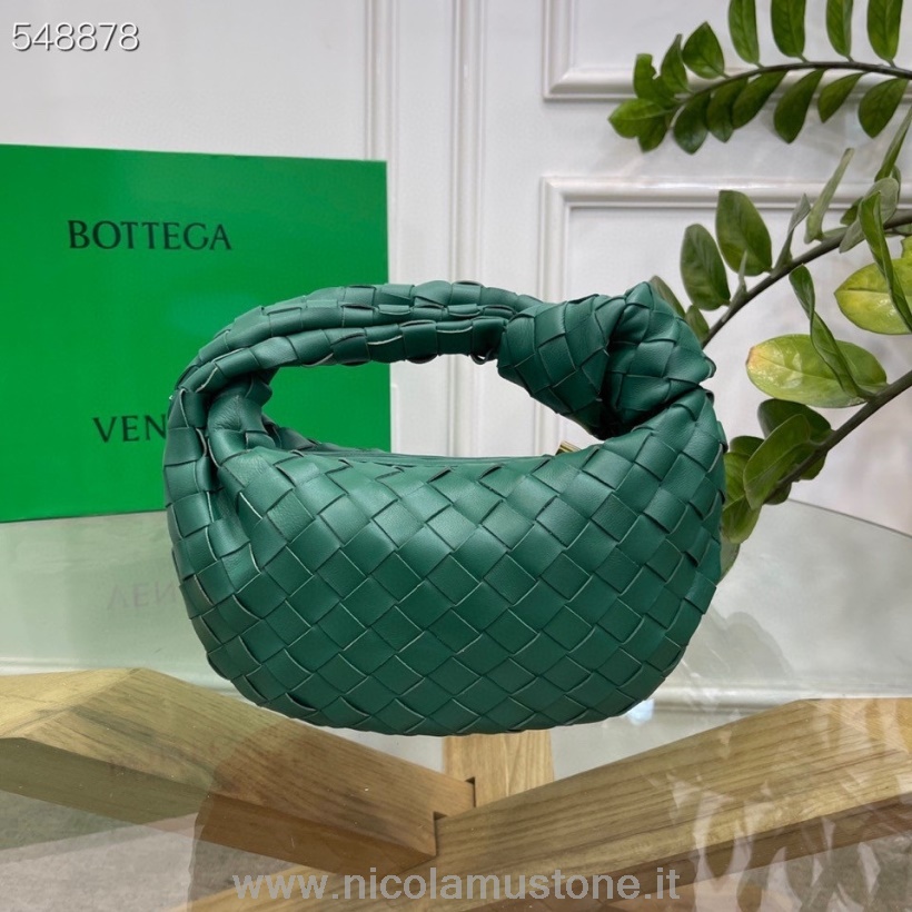 Orijinal Kalite Bottega Veneta Mini Jodie Omuz çantası 28cm 651876 Kuzu Derisi/dana Derisi Ilkbahar/yaz 2021 Koleksiyonu Koyu Yeşil